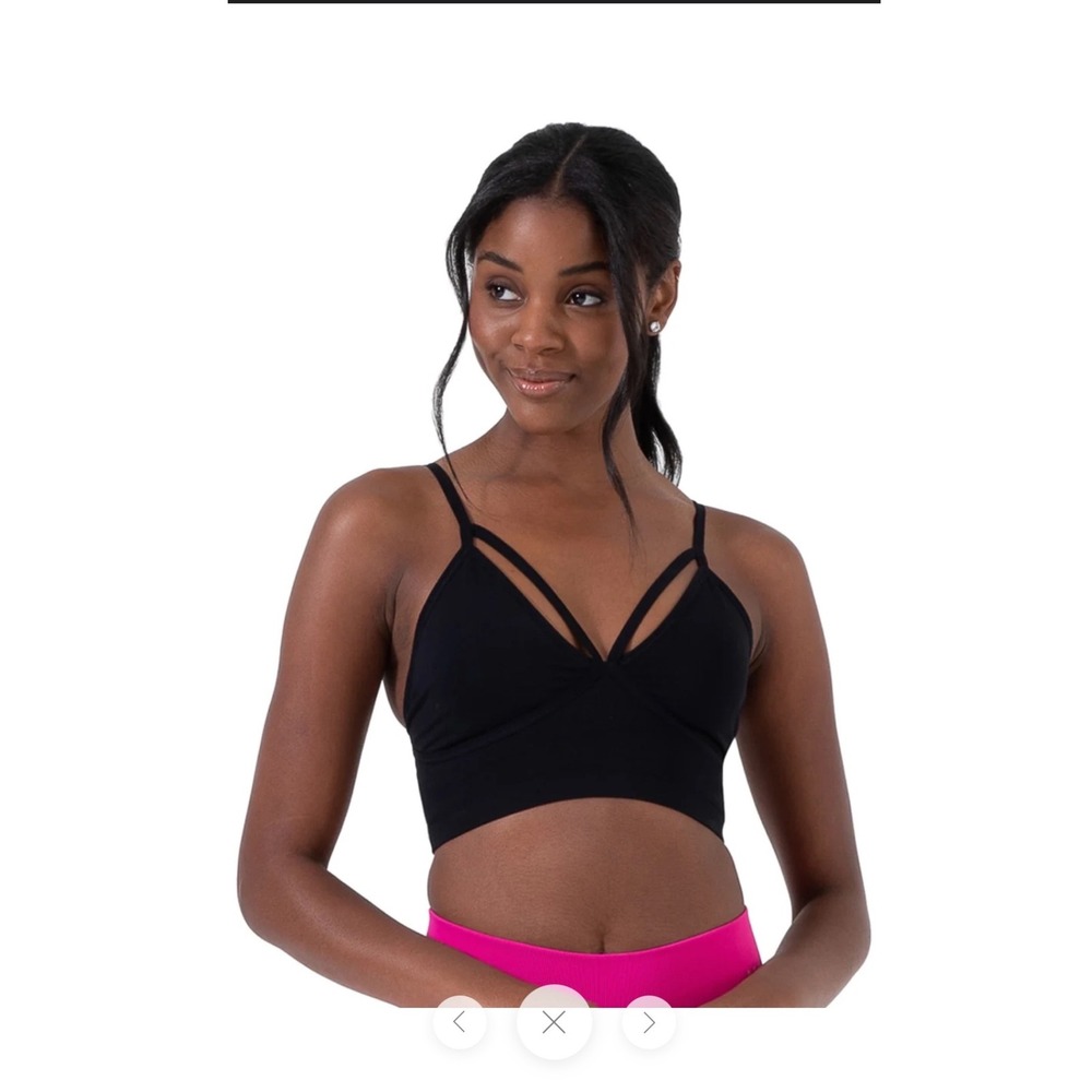NUX Strappy V-Neck Sports Bra Mustard Yellow Seamless Bralette S yoga Pilates